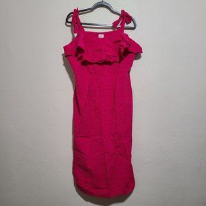 A New Day Seer Sucker Sleeveless Dress Elastic Waist Size XL Pink